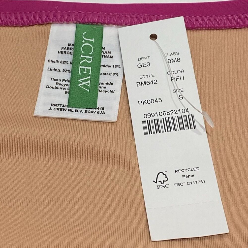 J Crew Hallie Bikini Bottom Fuchsia Pink Size Small BM642 High Rise Mid Cut Leg - Picture 6 of 7
